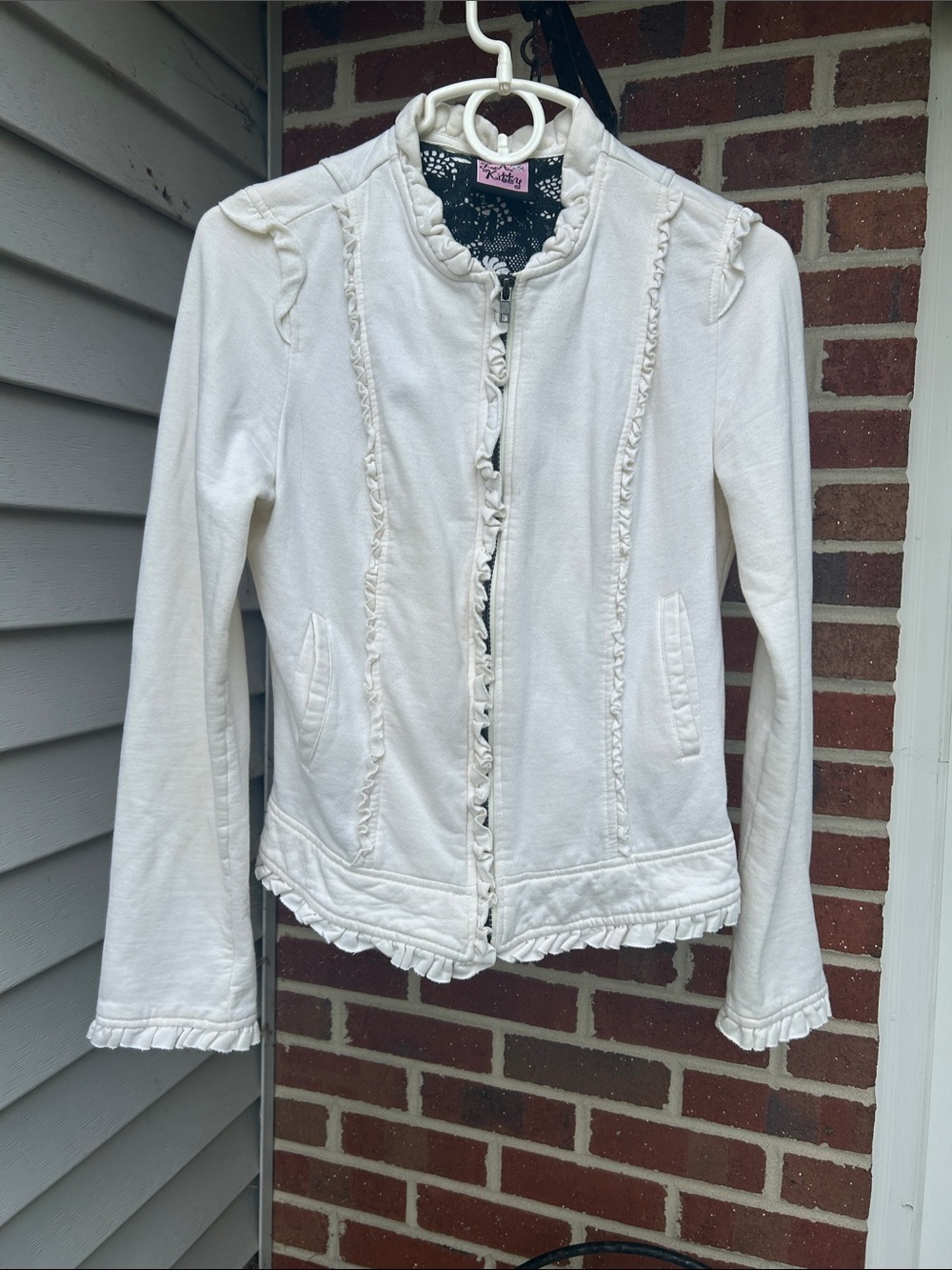 Off-White Ruffled Zip-Up Jacket Size L